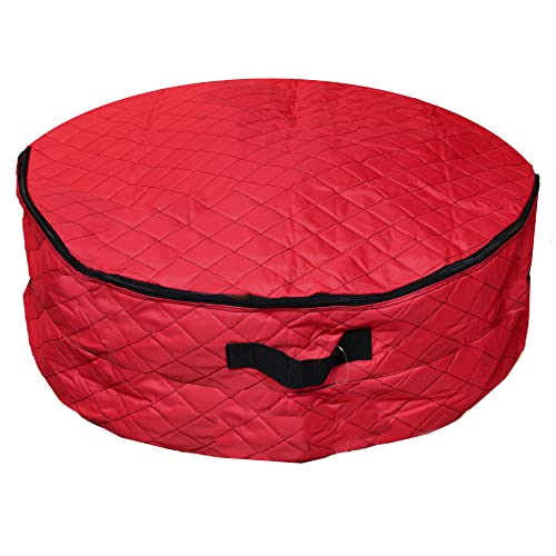 Northlight 2 in 1 Quilted Red Zip Up Christmas Garland and Wreath Storage Bag