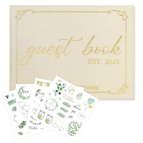Libro de Firmas para Bodas,Libro de Visitas de Boda con 102 Páginas en Blanco,Álbum de Invitados de Boda con Tapa Dura y Letras Doradas,Ideal como Libro de Firmas Boda,Comunión o Evento Especial