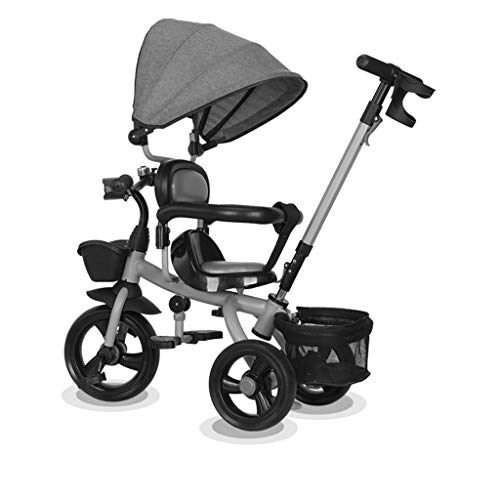 Tricycle Kids Trike, 3 Wheel Baby Childrens Pedal Guided Toddler With Push Chair Handle Removable Canopy Reversible Seat 8 Months - 6 Years Old (Color : Yellow) #TOP1