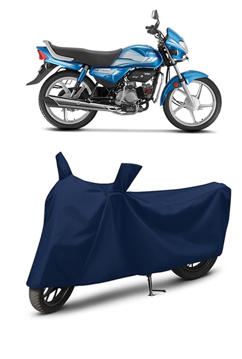 Image of Waterproof Bike Cover for Hero HF Deluxe | All Weather Protection from Rain, Dust, UV Rays & Scratches with Mirror Pockets & Buckle Belt | HF Deluxe Bike Cover