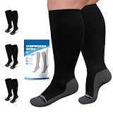 AMITOFO 3 Pairs Plus Size Compression Socks for Women Men Wide Calf