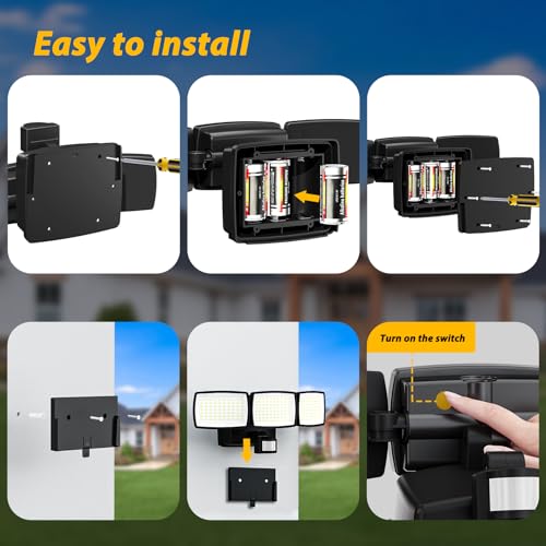 Battery Powered Motion Sensor Outdoor Lights, 1500LM Flood Lights, IP65 Waterproof Security Lights,Motion Detector Lights Wireless for Outside, Yard 1Pack