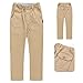 7-8 Years Boys' School Uniform Pants Relaxed Straight Fit Stretch Pant Flat-Front Elastic Waist & Pockets Trousers Khaki