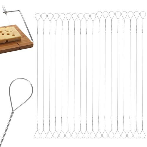 Classicseali Lot de 20 fils de rechange pour coupe-fromage, en acier inoxydable, 2 tailles de fil de rechange pour trancheuse à fromage, pour couper des...