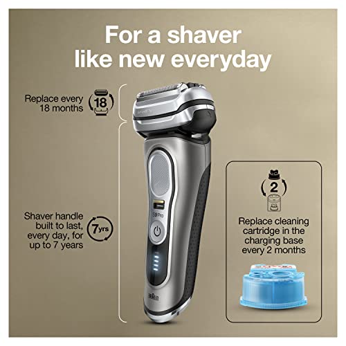 Braun Electric Razor for Men, Series 9 Pro 9465cc Wet & Dry Electric Foil Shaver with ProLift Beard Trimmer, Cleaning & Charging SmartCare Center, Head Shavers for Bald Men, Noble Metal - image 9