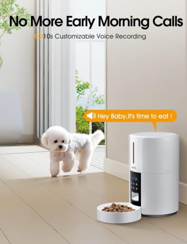 WOPET Automatic Cat Feeder, 3L Cat Food Dispenser, Automatic Dog Feeder, Timed Feeder 6 Meals Daily with Portion Control, 10s Voice Recording, Backup Power - Image 3