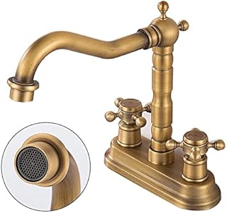 Robinet de cuisine Robinet de lavabo de salle de bain à double trou, bronze antique, robinet mélangeur de taille standard américaine EL1201