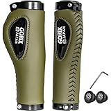 GORIX(ゴリックス)自転車 グリップ クロスバイク エルゴ カーキ ミニベロ シリコンクッションパッド付き (GX-501) 柔らかい 衝撃吸収 ダブルロックオン固定 おしゃれ ハンドルグリップ (オリーブ)