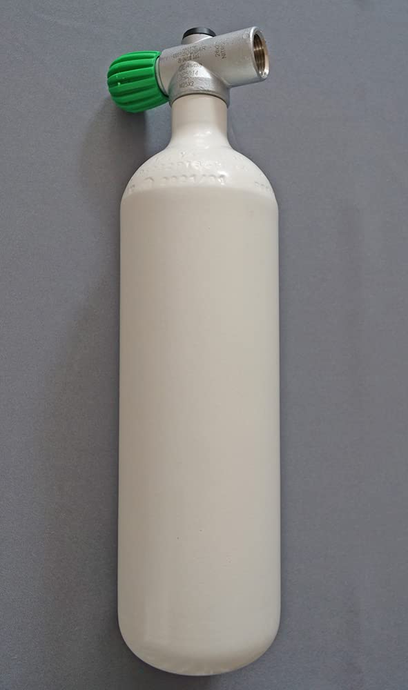 Flacone sommergibile, 2 litri, 300 bar, completo di valvola, filettatura collo bottiglia M25 x 2 mm