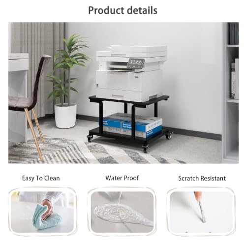 Image of Natwind 2 Tier Laser Printer Stand,24''x20'' Under Desk Printer Cart, Black