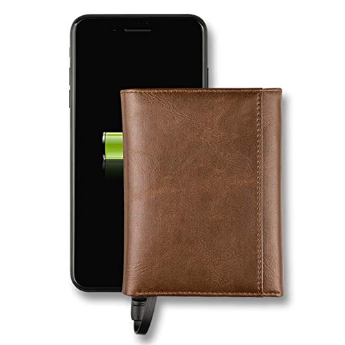 Preisvergleich Produktbild Serious Lamp Leder Smart Wallet mit USB-Aufladeguthaben, Kreditkartenhalter Multifunktionale Retro-Herrentasche Casual Coin Purse