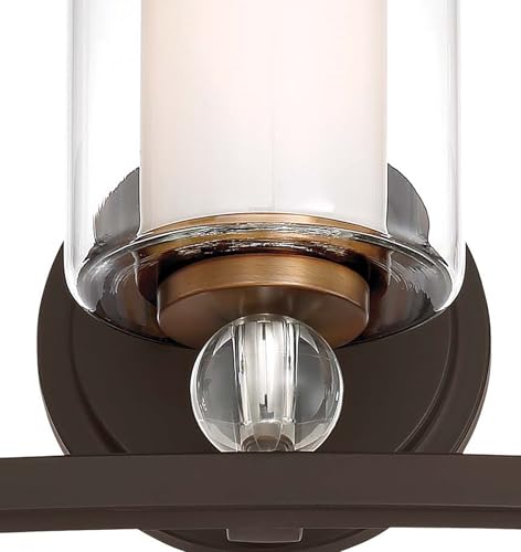 Image of Minka Lavery 3073-416 Studio 5 Vanity Bath Light, 3-Light, 300 Total Watts, 24-in H x 9-in W, Painted Bronze with Natural Brushed Brass