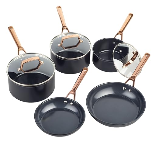 Ninja Extended Life 5-teiliges Keramik-Kochgeschirr-Set (20 & 24 cm Bratpfannen + 16, 18 & 20 cm Töpfe und Deckel), antihaftbeschichtet (ohne PFAs, PFOA, Blei oder Cadmium), ofenfest bis 285 °C Ninja Extended Life 5-teiliges Keramik-Kochgeschirr-Set (20 & 24 cm Bratpfannen + 16, 18 & 20 cm Töpfe und Deckel), antihaftbeschichtet (ohne PFAs, PFOA, Blei oder Cadmium), ofenfest bis 285 °C