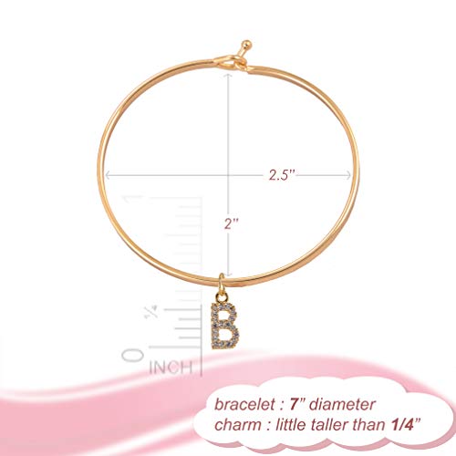 Spinningdaisy Dangling Crystal Initial Charm Cuff Bracelet2