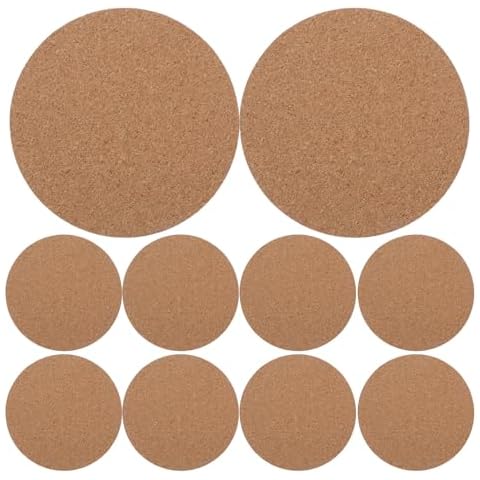 SUPVOX 12 Pcs Self-Adhesive Cork Sheets 4"x 4" for DIY Coasters, Round Cork Board, Cork Tiles, Cork Mat, Mini Wall Cork Board with Strong Adhesive Cover