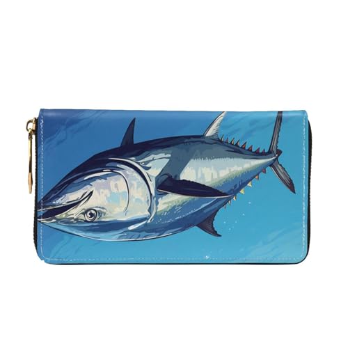 Leather Wallet for Women Men Bifold Wallet Ultra Slim Credit Card Holder Colorful Tuna Ladies Clutch Purse3