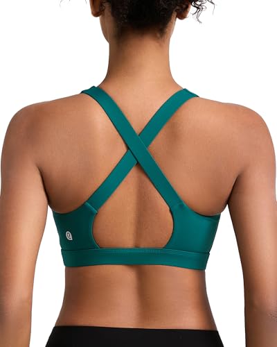 Image of RUNNING GIRL High Impact Sports Bras for Women,Crisscross Back High Support Bra Moulded Cup Workout Bra Push up(WX3072 Storm Teal XXL)
