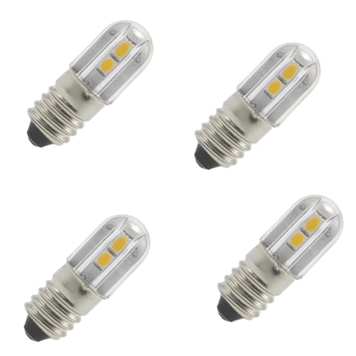 MeetUs ﻿Ampoules E10 AC,Lot de 4 Ampoules LED E10 240V Blanc Chaud Led Rechange Miniatures 1W 100LM Ampoules à vis -Mise à Niveau pour Lampes Frontales, Lampes Torches (Blanc Chaud (3000K), 240V)
