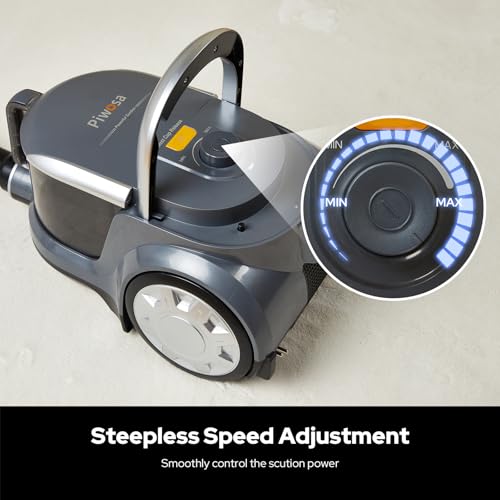 Image of Aircliff Canister Vacuum Cleaner, Specially Designed Nozzle for Pet Family, 1200W & 17Kpa Strong Suction, 2 HEPA Filters & 5 Cleaning Tools for Hard Floor, Carpet, Upholstery, Pet Hair(Sliver)