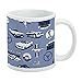 Ford Mustang Pattern Ceramic Coffee Mug, Novelty Gift Mugs for Coffee, Tea and Hot Drinks, 11oz, White