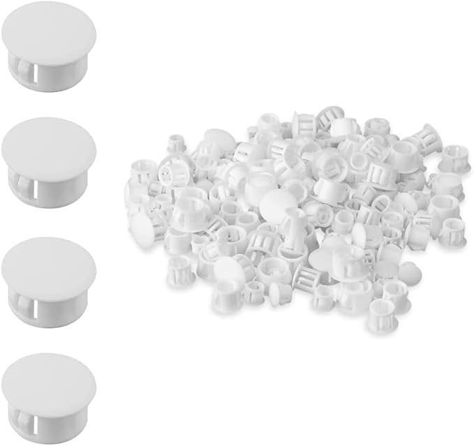 100 Pcs Plastic Plugs, 13mm White Plastic Hole Plugs, Locking Insert