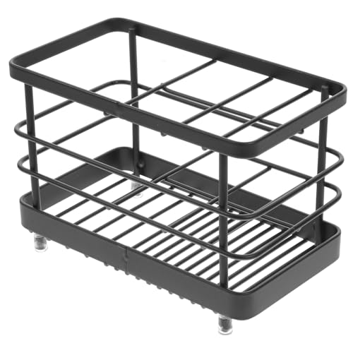 EPIGEIST Portaspazzolino in Metallo Ironico Nero Organizer in Robusto e Leggero Supporto Dentifricio e Spazzolino con Design Vuoto Mensola Anti- e Resistente per Ordinare Accessori Lavabo