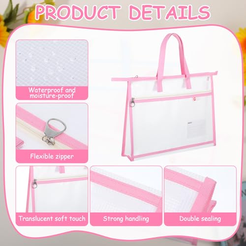 Image of 2 Pcs A4 Project Bag for Quilting Craft Storage for Quilters Clear Mesh Design Art Supply Bag Artwork Storage Organize for Artworks Charts and Teaching Material Multipurpose (13.4 x 10.2 Inch)