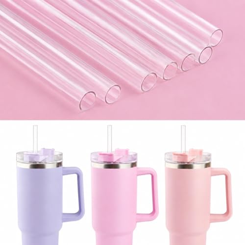 Image of Replacement Straw Compatible with 40 oz Stanley Quencher Tumbler, 12 Inch Extra Long Reusable Plastic Straws for 40 Oz Cup, Clear-6 Pack
