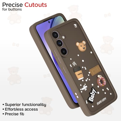 Image of Pikkme Back Cover for Samsung Galaxy A54 5G | Cute Fun Cartoon 3D Bear Silicone Full Body Protection Bumper Cover (Brown)