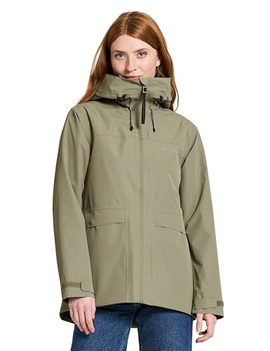 Didriksons - Chaqueta ancha - Chaqueta de primavera para mujer - Impermeable y resistente al viento, Verde Mistel, 42
