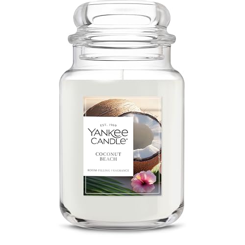 Yankee Candle Large Jar Scented Candle with up to 150 Hour Burn Time, Premium Plant Wax Blend for Consistent Burn, 22 oz Jar Candle with Room Filling Fragrance, Coconut Beach
