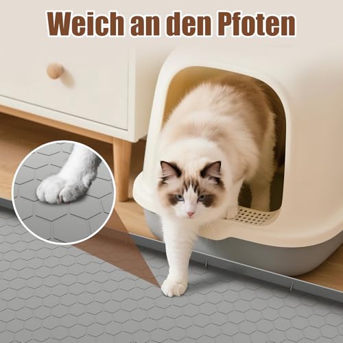 Große Katzenklo Matte 80x56cm, Katzenstreu Matte aus Lebensmittelechtem Silikon, Wasserdicht Urinbeständiges Katzenmatte Katzenklo, Leicht zu Reinigen, rutschfeste Katzenmatte für den Boden - Grau