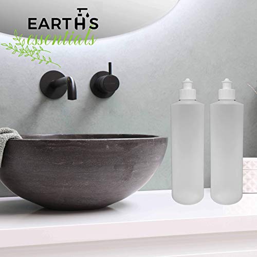2 Pack Refillable 16 Ounce Hdpe Squeeze Bottles With Push/Pull Button Top Dispenser Caps-Great For Lotions, Shampoos, Conditioners And Massage Oils From Earth's Essentials (White Cap) #TOP5