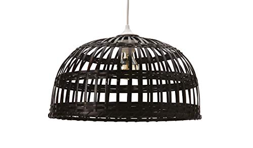 LUSSIOL Luminaire Phuket 40, suspension bambou, 60 W, noir, ø 40 x H 22 cm