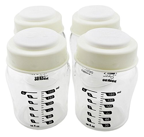 Haakaa Haakaa Wide Neck Glass Breast Milk Storage Set 6 Ounce, 4 pk