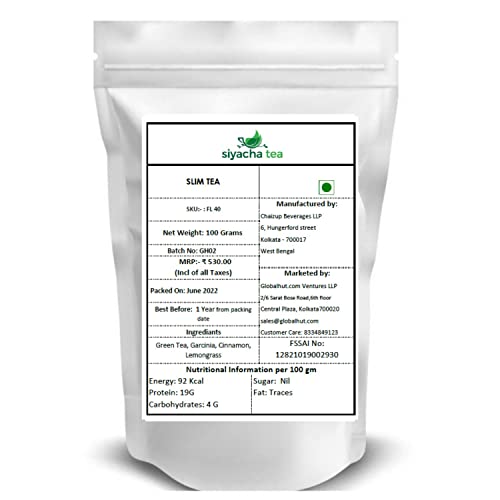 Image of Siyacha Tea Herbal Slimming Tea, 100 Grams, Green Tea with Garcinia, Cinnamon, Lemongrass, Natural Antioxidant Rich, Pure Loose Leaf, Herbal Beverage, Makes 50 Cups (approx)