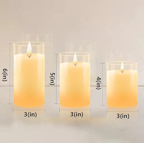 Glass Flameless Candles, Rechargeable Battery Operated Candles With 10-Key Remote Control, Flickering Led Pillar Candles Ivory For Wedding Festival Home Decoration #TOP5