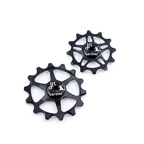 JRC Components Ceramic Derailleur Pulley Wheel | Pair of 14&12T Jockey Wheels Hybrid Ceramic Bearing - MTB Bike Rear Derailleur Pulley Wheels | Hybrid Ceramic Pulley Wheels - Black