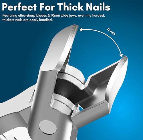 Beauté Secrets Thick Toe Nail Cutter with 10mm wide Jaw Opening, Self Locking Nail Clipper Ultra Sharp Nail Clipper With Catcher, Ultra Slim Portable Nail Cutter, Silver - Image 4
