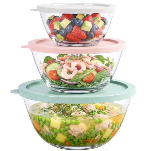 Set de 3 tazones de vidrio con tapas BPA-Free miniatura 1