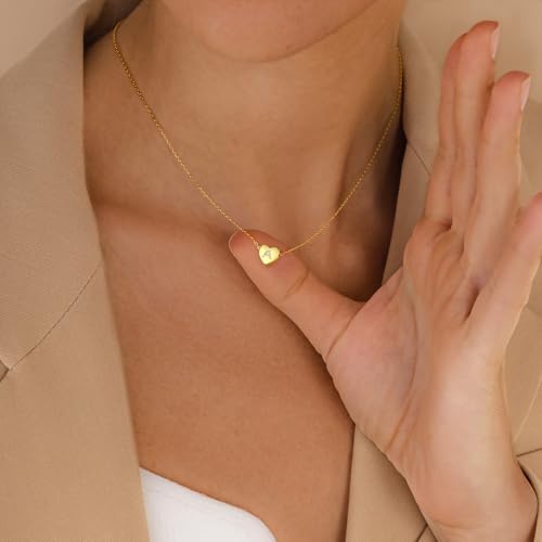 M MOOHAM Initial Heart Necklace for Girls Women, Dainty Cubic Zirconia Initial Heart Pendant Necklace for Women Girls Jewelry Gifts4