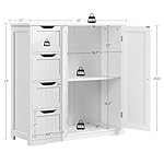 Yaheetech Wooden Bathroom Floor Cabinet, Side Storage Organizer Cabinet with 4 Drawers & Double Doors, Freestanding Entryway Storage Unit Console Table, Bathroom Furniture Home Decor, White - Image 3