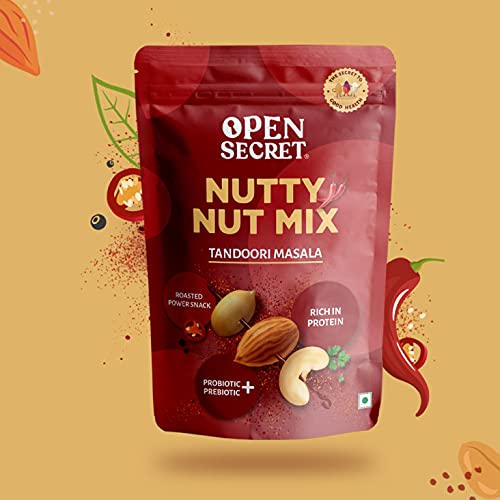 Image of Open Secret 100% Natural and Premium Healthy Tandoori Mix Dry Fruits and Nuts | Healthy for Every Occasion Fresh and Healthy Dry Fruits Cashew Almond - Pack of 10 (135g)