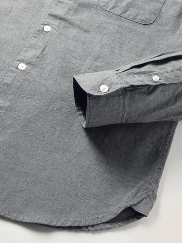 Image of THE BEAR HOUSE Men's Grey Solid Slim Fit Cotton Casual Shirt