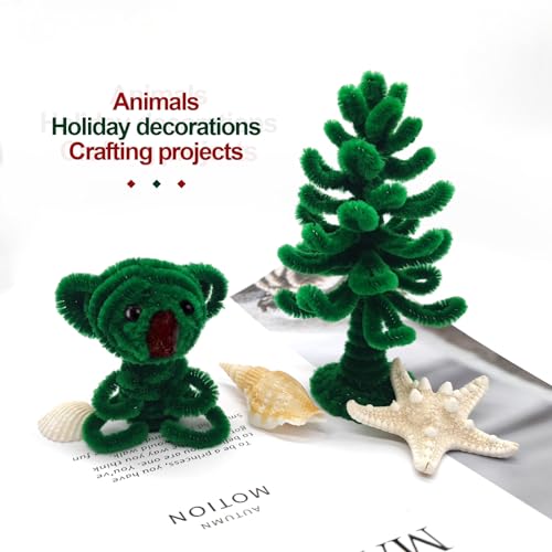 Cretty-Meet 100pcs Fluffy Pipe Cleaners Chenille Stems Pipe Cleaners Craft Supplies for Making Wreaths Christmas Decorations - Image 3