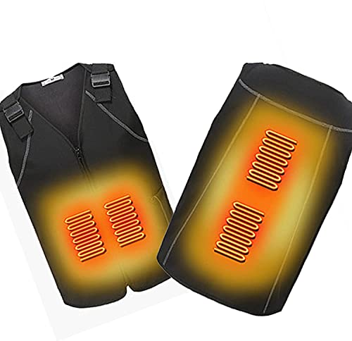 Chaleco Calefactable para Hombres Y Mujeres, Calefacción De 4 Zonas, Chaqueta Térmica Recargable por USB, Chaleco Calefactor Eléctrico para Esquiar, Pescar, Cazar Black,L