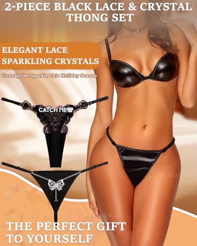 Image of Chain Thong Underwear for Women, Adjustable Rhinestone Panties