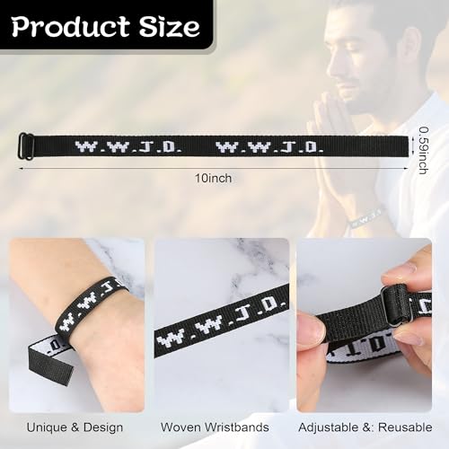 6PCS WWJD Christian Bracelet for Women Men, Christian Jesus Gifts Adjustable Wristbands Pack, WWJD Bracelets Bulk - What Would Jesus Do Bracelet4