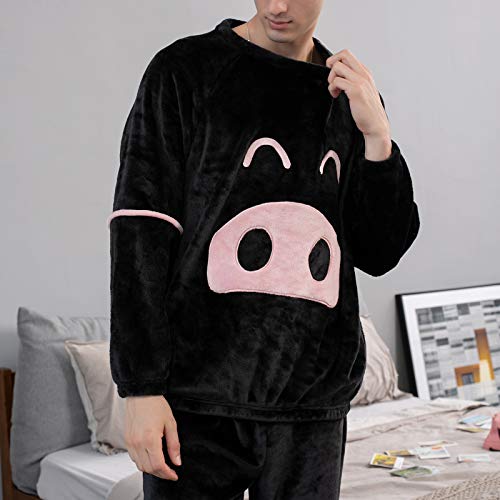 De Las Mujeres Otoño Invierno FrÃƒCamisa De Dormir Conjuntos de Calças para Mulheres, Preto, XX-Larg