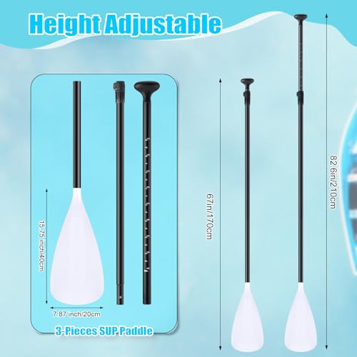 Image of Hollowfly 4 Set of 3 Pieces SUP Paddle Board Paddle Adjustable Paddleboard Lightweight Stand up Oar Aluminum Alloy Floating Replacement Oar Adjustable Aluminum Alloy Shaft for Surfing